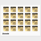 Retouradres Elegant Black en Gold Filigree Vierkante Sticker (Vel)