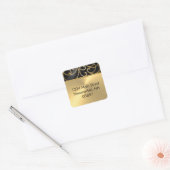 Retouradres Elegant Black en Gold Filigree Vierkante Sticker (Envelop)