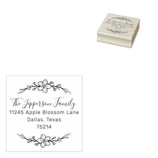Retouradres Elegant bloemenscript op maat Rubberstempel (Gestempeld)