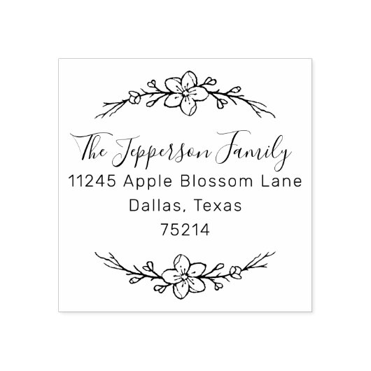 Retouradres Elegant bloemenscript op maat Rubberstempel (Afrduk)