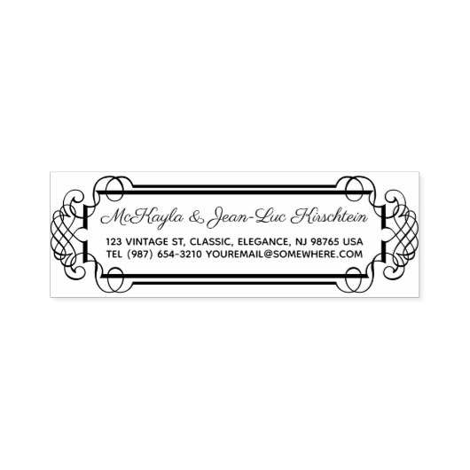 Retouradres Elegant Bruiloft Jubileum Rococo Zelfinktende Stempel (Design)