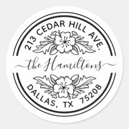 Retouradres Elegant Floral Ronde Sticker