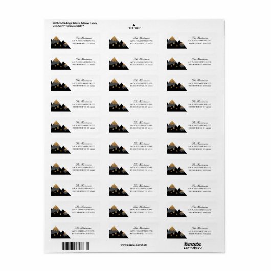 Retouradres Elegant Gold Black Mountains Etiket (Full Sheet)