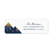Retouradres Elegant Gold Navy Mountains Etiket (Voorkant)