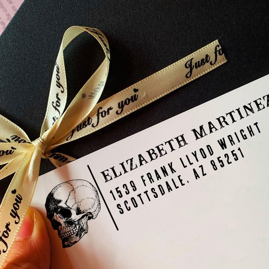 Retouradres Elegant  Gothic Skull Custom Zelfinktende Stempel