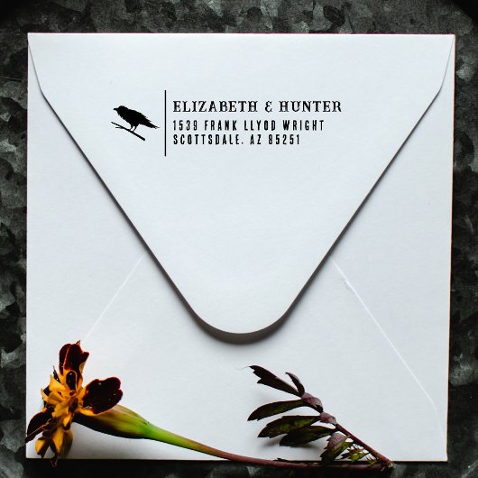 Retouradres Elegant  Gothic Wedding Crow Zelfinktende Stempel