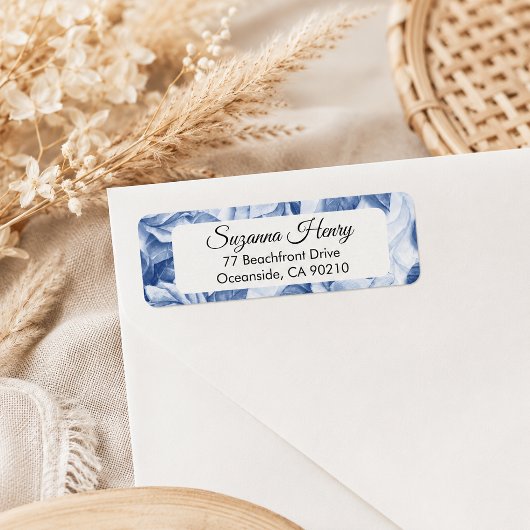 Retouradres _elegant handschrift BLUE ROSES Etiket
