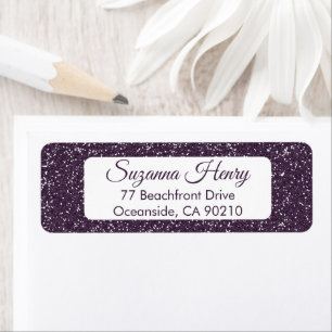 Retouradres _elegant handschrift paarse glitter etiket