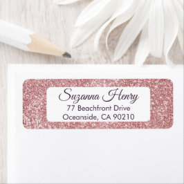 Retouradres _elegant handschrift roze glitter etiket