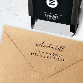 Retouradres | Elegant-minimalistische scriptnaam Zelfinktende Stempel