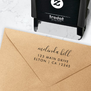 Retouradres   Elegant-minimalistische scriptnaam Zelfinktende Stempel