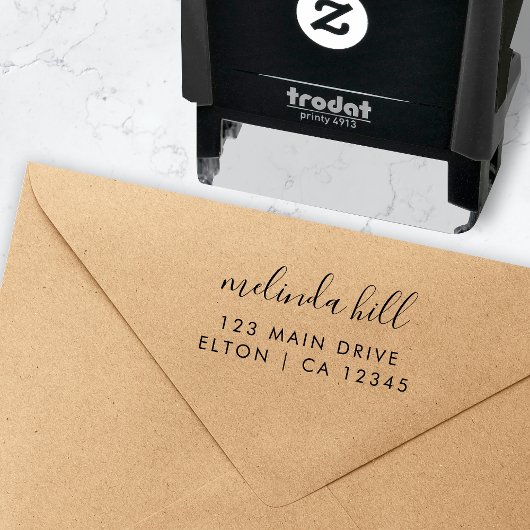 Retouradres | Elegant-minimalistische scriptnaam Zelfinktende Stempel