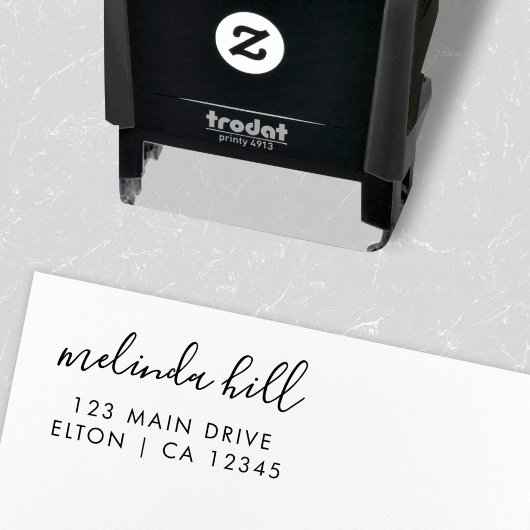 Retouradres | Elegant-minimalistische scriptnaam Zelfinktende Stempel