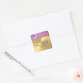 Retouradres Elegant Orchid Paars Gold Filigree Vierkante Sticker (Envelop)