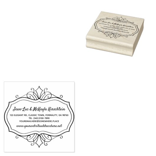 Retouradres Elegant Rococo Barok Classy Lijst Rubberstempel (Gestempeld)