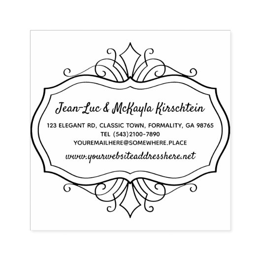 Retouradres Elegant Rococo Barok Classy Lijst Rubberstempel (Afrduk)