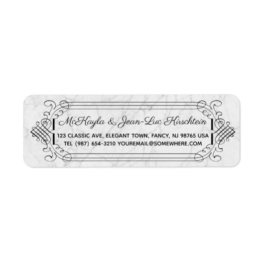 Retouradres Elegant Wedding Jubileum Marble Etiket (Voorkant)