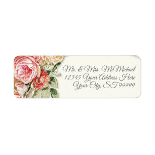 Retouradres Elegante  Blush Rozen Bloemen Etiket