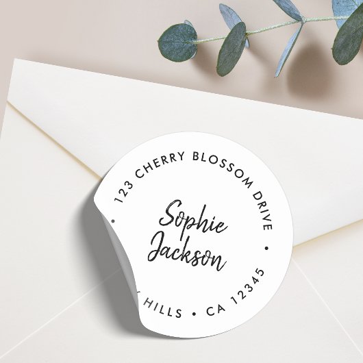 Retouradres | Envelope Seal Modern Script Ronde Sticker