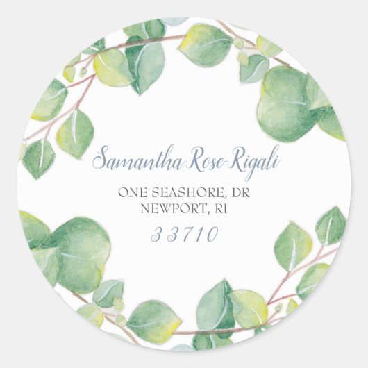 Retouradres Envelope Seal Sticker Eucalyptus (Voorkant)