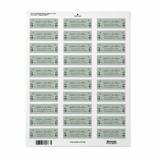 Retouradres Eucalyptus Sage Weddenschap Etiket (Full Sheet)