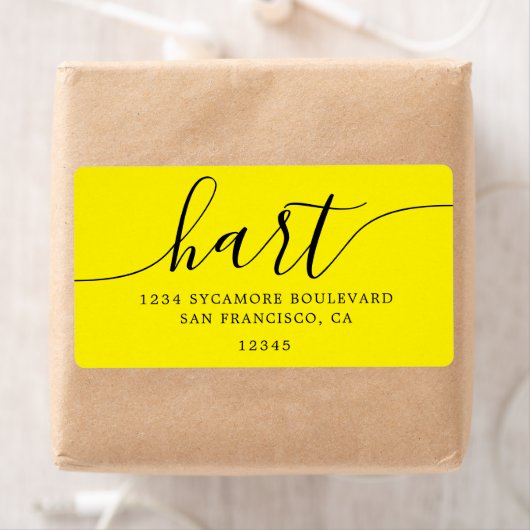 Retouradres familie Bright Yellow Script Etiket (Insitu)