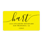 Retouradres familie Bright Yellow Script Etiket (Voorkant)