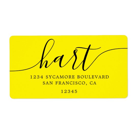 Retouradres familie Bright Yellow Script Etiket (Voorkant)