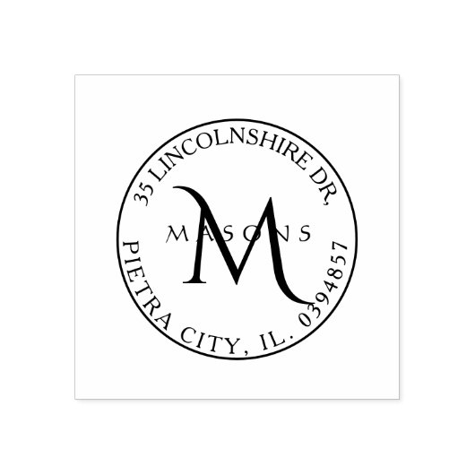 Retouradres Familie Cinzel Monogram Rubberstempel (Afrduk)