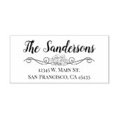 Retouradres Familienaam Floral Roos Script Rubberstempel (Afrduk)