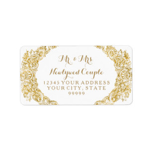 Retouradres Faux Gold Glitter Gravure Etiket