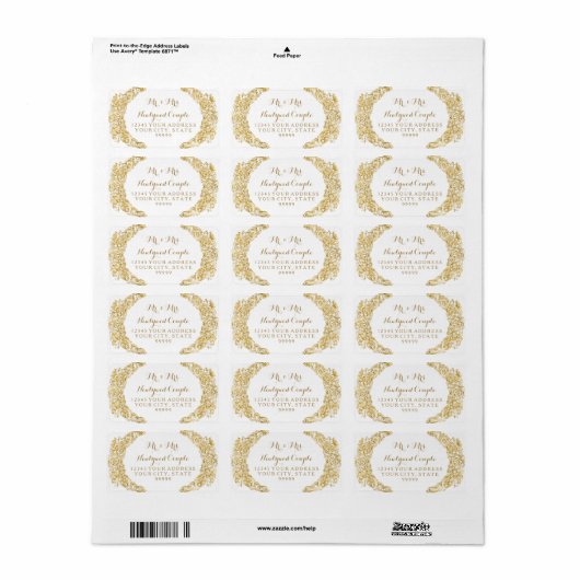 Retouradres Faux Gold Glitter Gravure Etiket (Full Sheet)