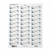 Retouradres Feest Stofblauw Waterverf Bloemen Etiket (Full Sheet)