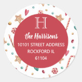 Retouradres Feestdagen Sweet Goodies Pattern Ronde Sticker (Voorkant)