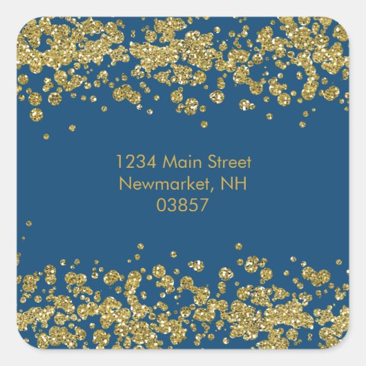Retouradres Gold Glittery Border Vierkante Sticker (Voorkant)