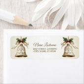 Retouradres Golden Christmas Bell Shiny Stars Etiket (Insitu)