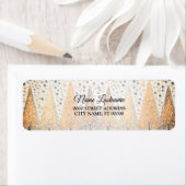Retouradres Golden Christmas Trees Snowflakes Etiket (Insitu)