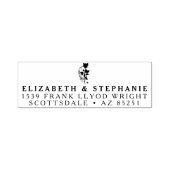 Retouradres Gothic Black Roos en Skull Wedding Zelfinktende Stempel (Design)