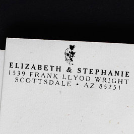 Retouradres Gothic Black Roos en Skull Wedding Zelfinktende Stempel