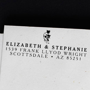 Retouradres Gothic Black Roos en Skull Wedding Zelfinktende Stempel