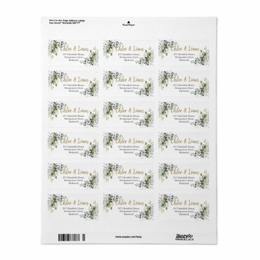 Retouradres Greenery Waterverf Etiket (Full Sheet)