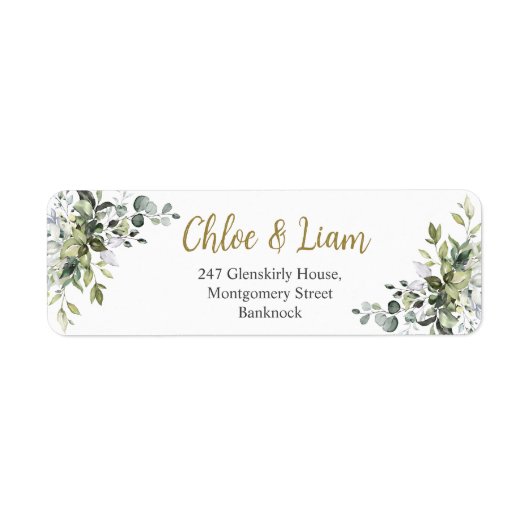 Retouradres Greenery Waterverf Etiket (Voorkant)