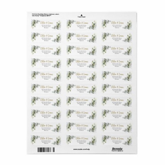 Retouradres Greenery Waterverf Etiket (Full Sheet)