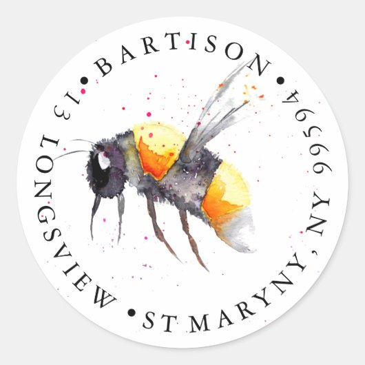 retouradres Handgemaakt met naam van het liefdesbe Ronde Sticker (Voorkant)