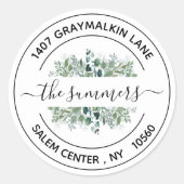 Retouradres Handgeschreven kalligrafie Bladeren Ronde Sticker (Voorkant)