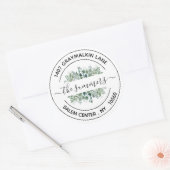 Retouradres Handgeschreven kalligrafie Bladeren Ronde Sticker (Envelop)