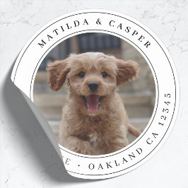 Retouradres Hond Foto Klassieke Ronde Sticker