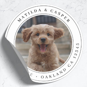 Retouradres Hond Foto Klassieke Ronde Sticker