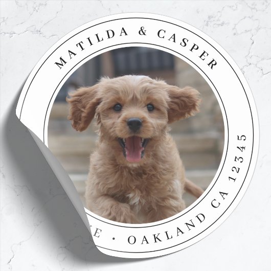 Retouradres Hond Foto Klassieke Ronde Sticker