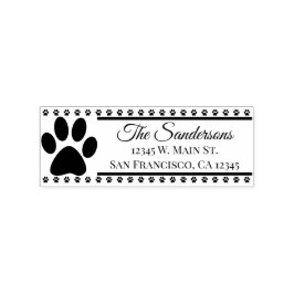 Retouradres Hond Kat Pawprint Familienaam Rubberstempel